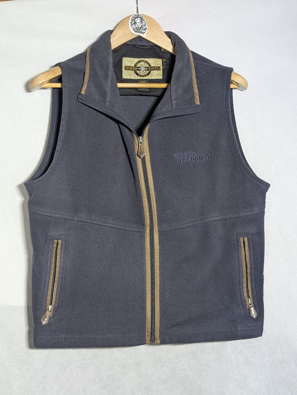 North End Microsoft Research Corporate Fleece Vest Men's Size XL Grey/Brown